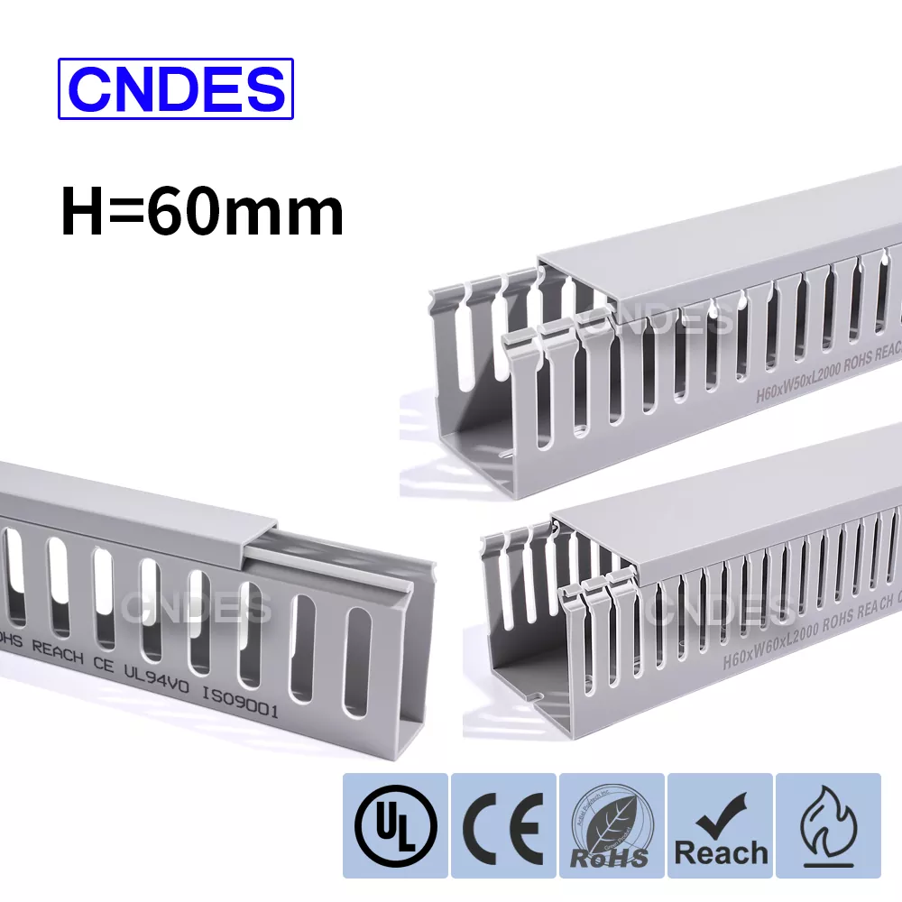 Αγωγός καλωδίωσης PVC με γκρι σχισμή ύψους 60 mm